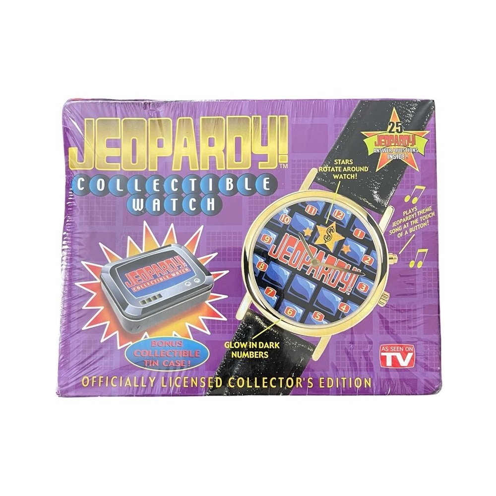 Vintage Jeopardy Collectible Watch 1999 With Tin 18k Gold Plated COA New sealed